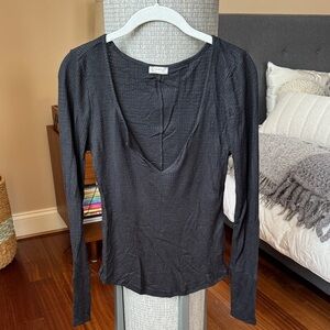 Free People Black Long Sleeve Top